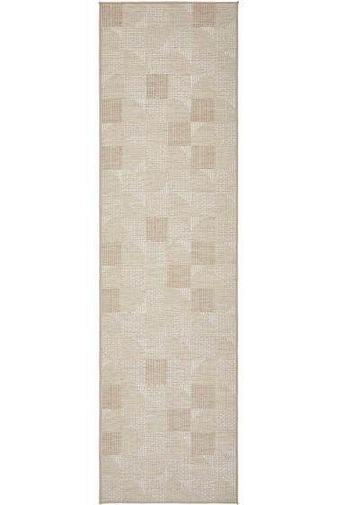 Patio Selin Cream Natural Modern Indoor Outdoor Geometric Patterned Flatweave Hallway Runner Rug